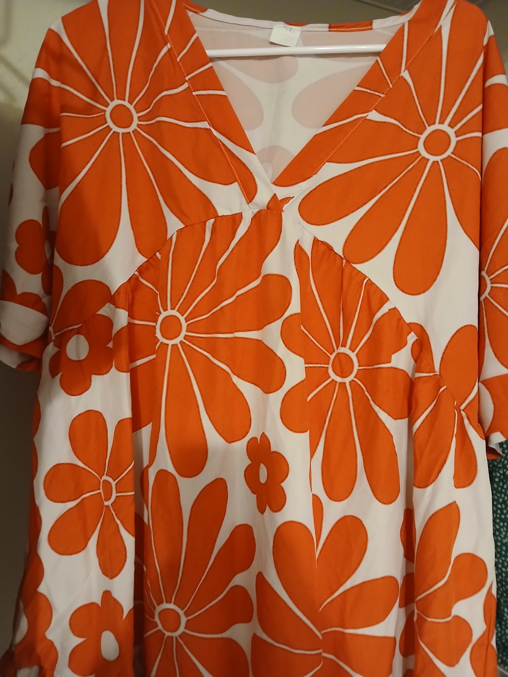Orange Floral V-Neck Women's Top